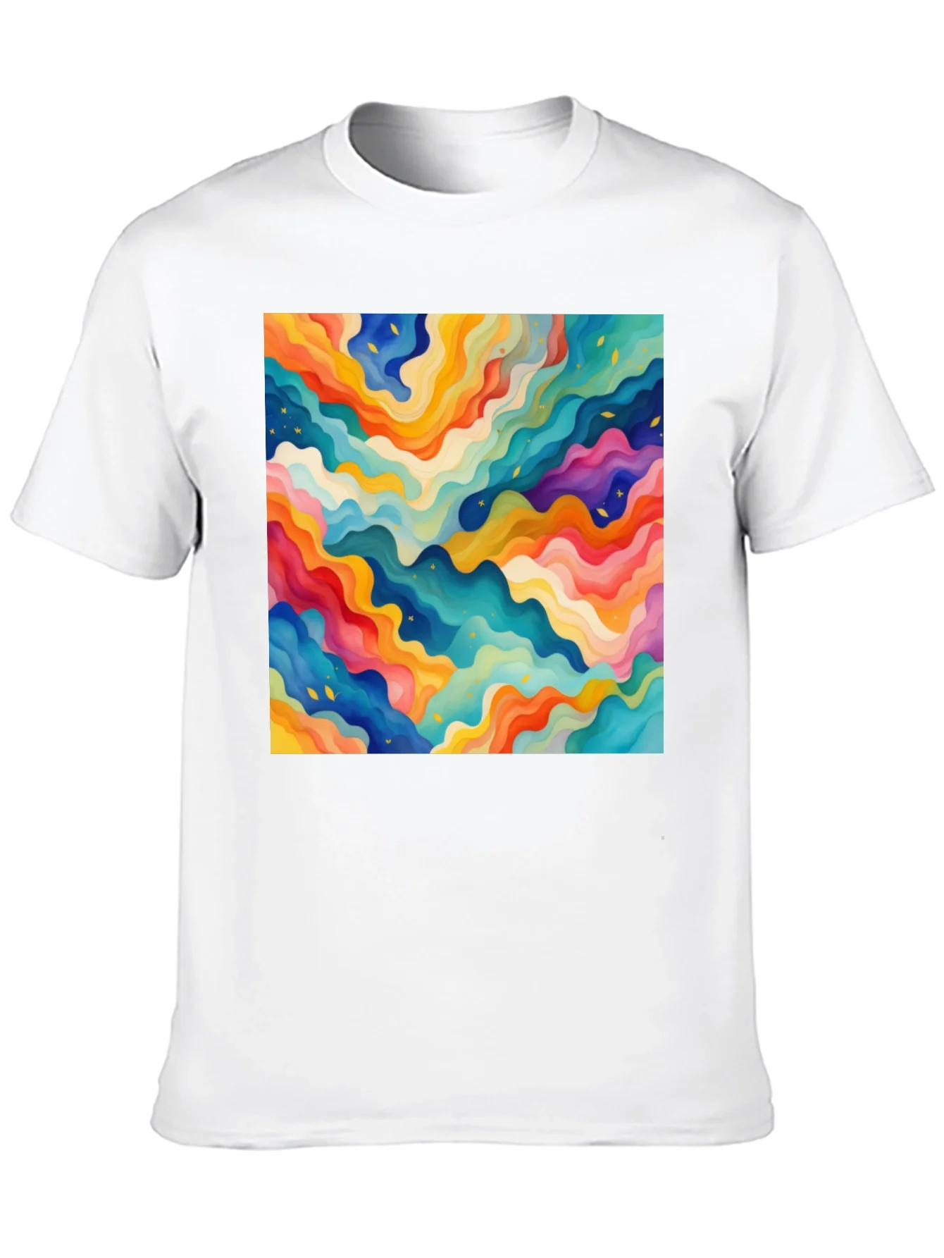 Rebbecca Vibrant Abstract Wave Pattern Black T-Shirt