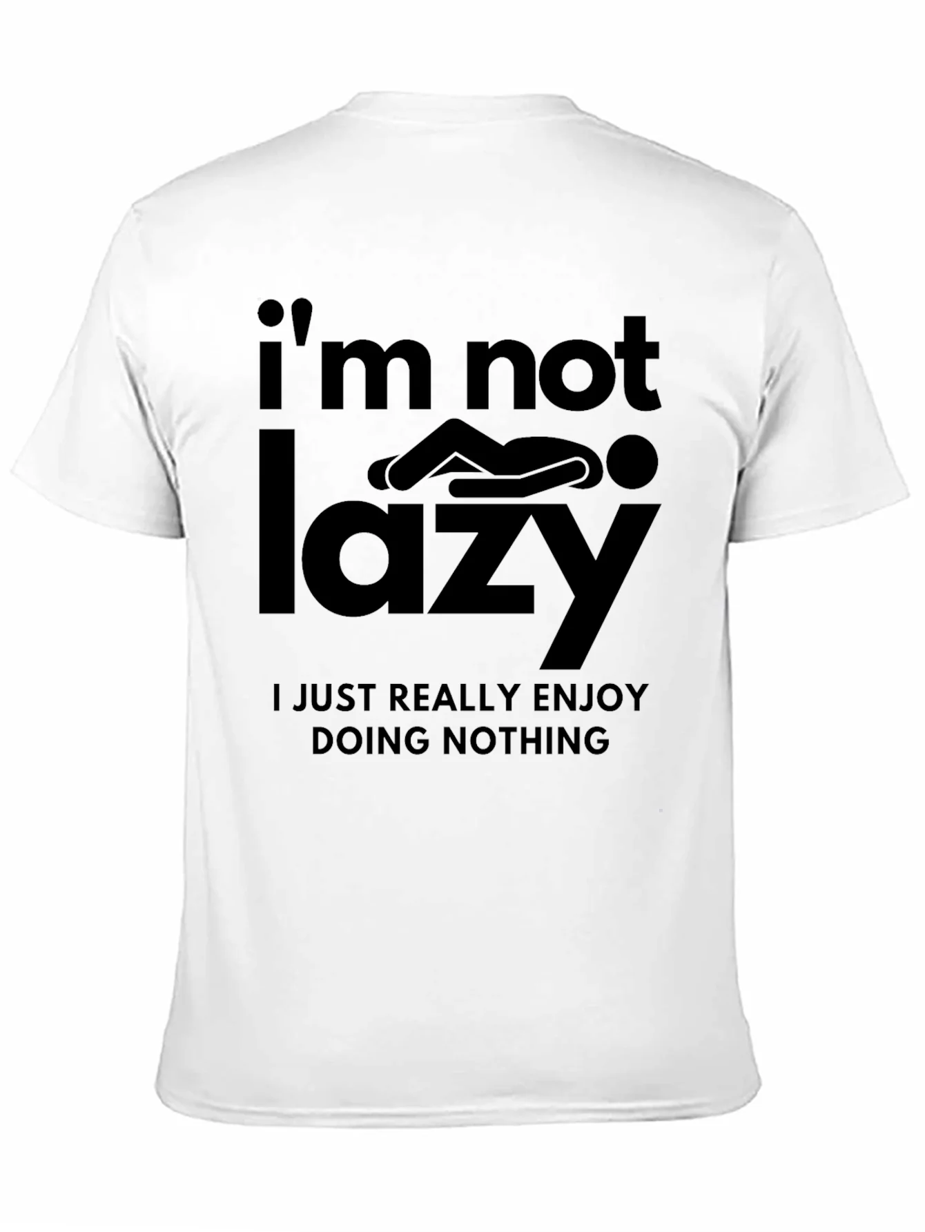 Rebbecca Funny Im Not Lazy Graphic Print Black T-Shirt