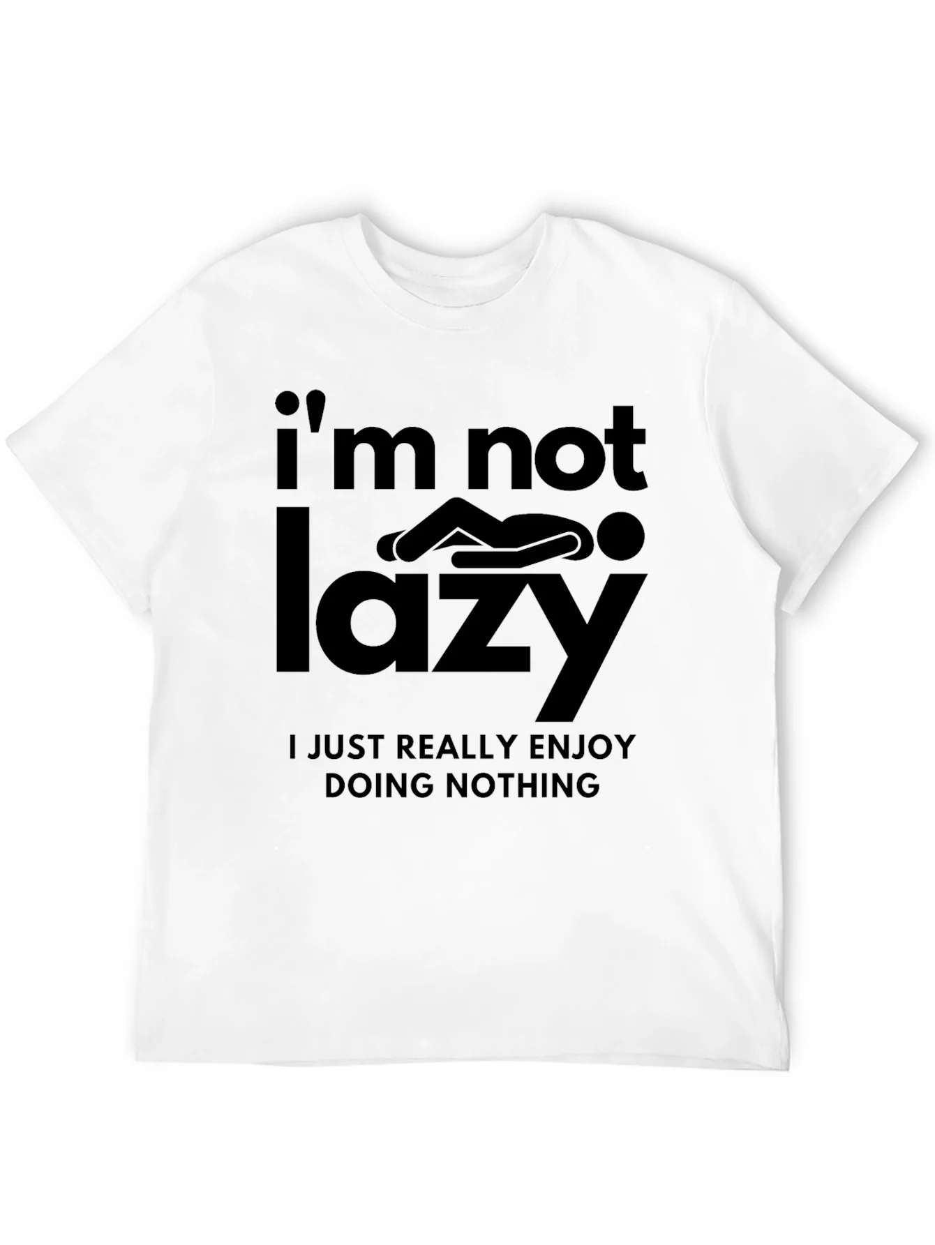 Rebbecca Funny Im Not Lazy Graphic Print Black T-Shirt