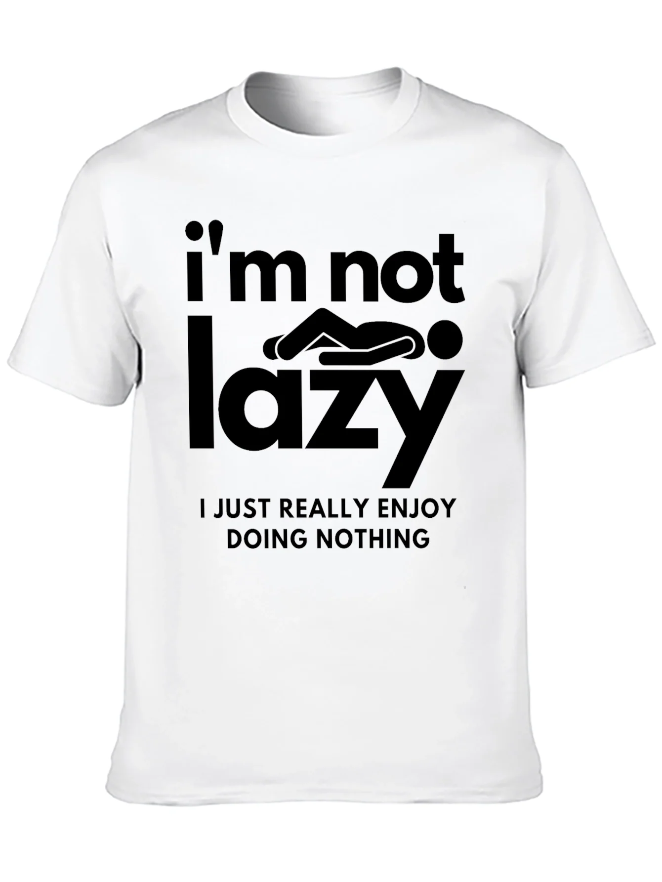 Rebbecca Funny Im Not Lazy Graphic Print Black T-Shirt