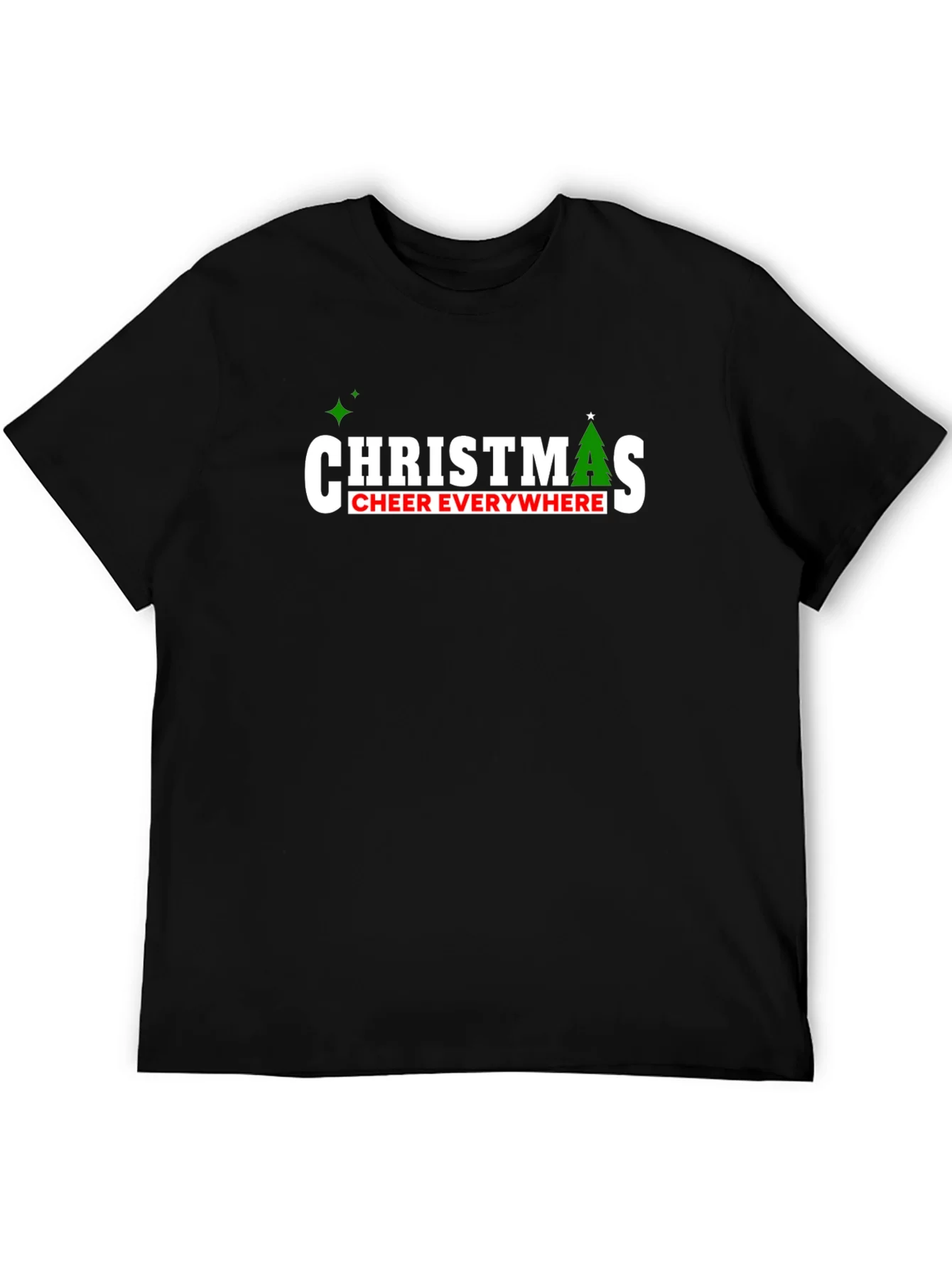 Camiseta Navide?a Negra Christmas Cheer Everywhere