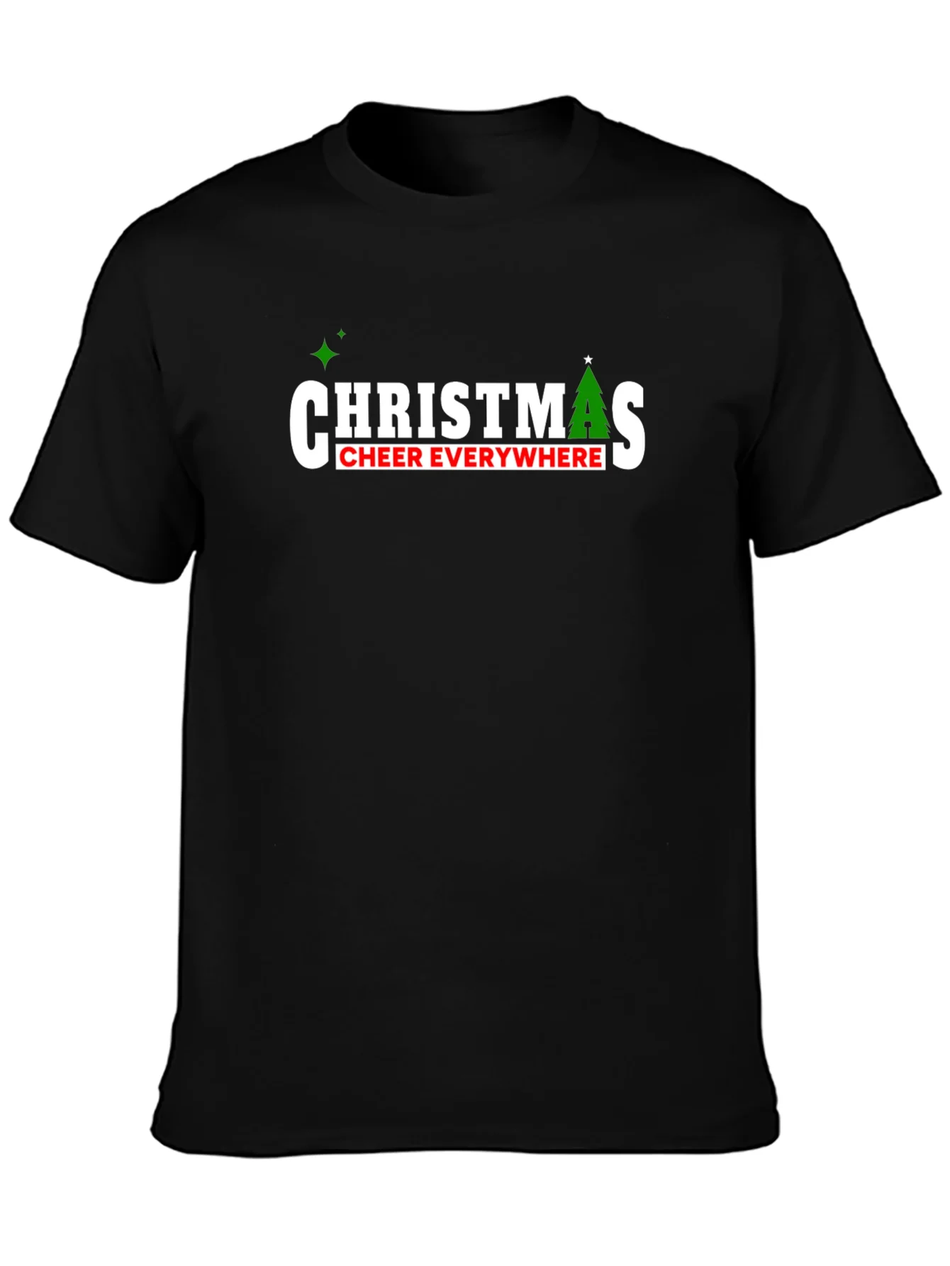 Camiseta Navide?a Negra Christmas Cheer Everywhere