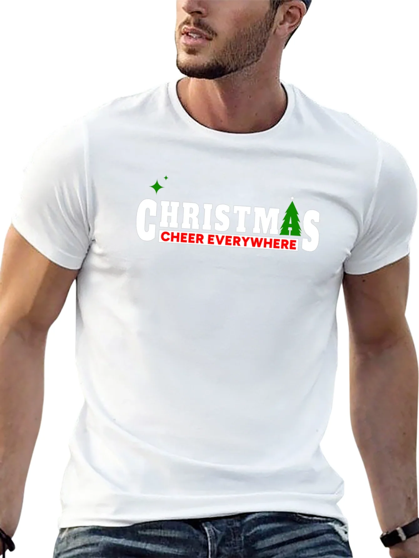 Camiseta Navide?a Negra Christmas Cheer Everywhere