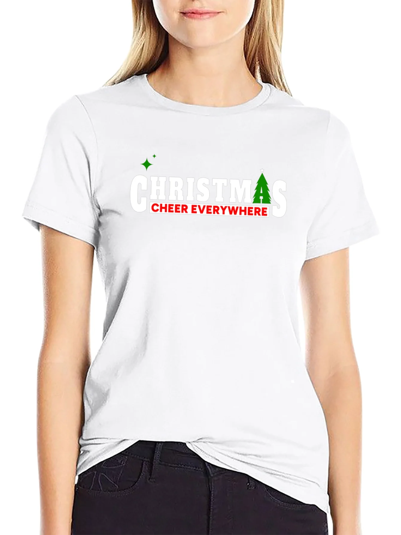 Camiseta Navide?a Negra Christmas Cheer Everywhere