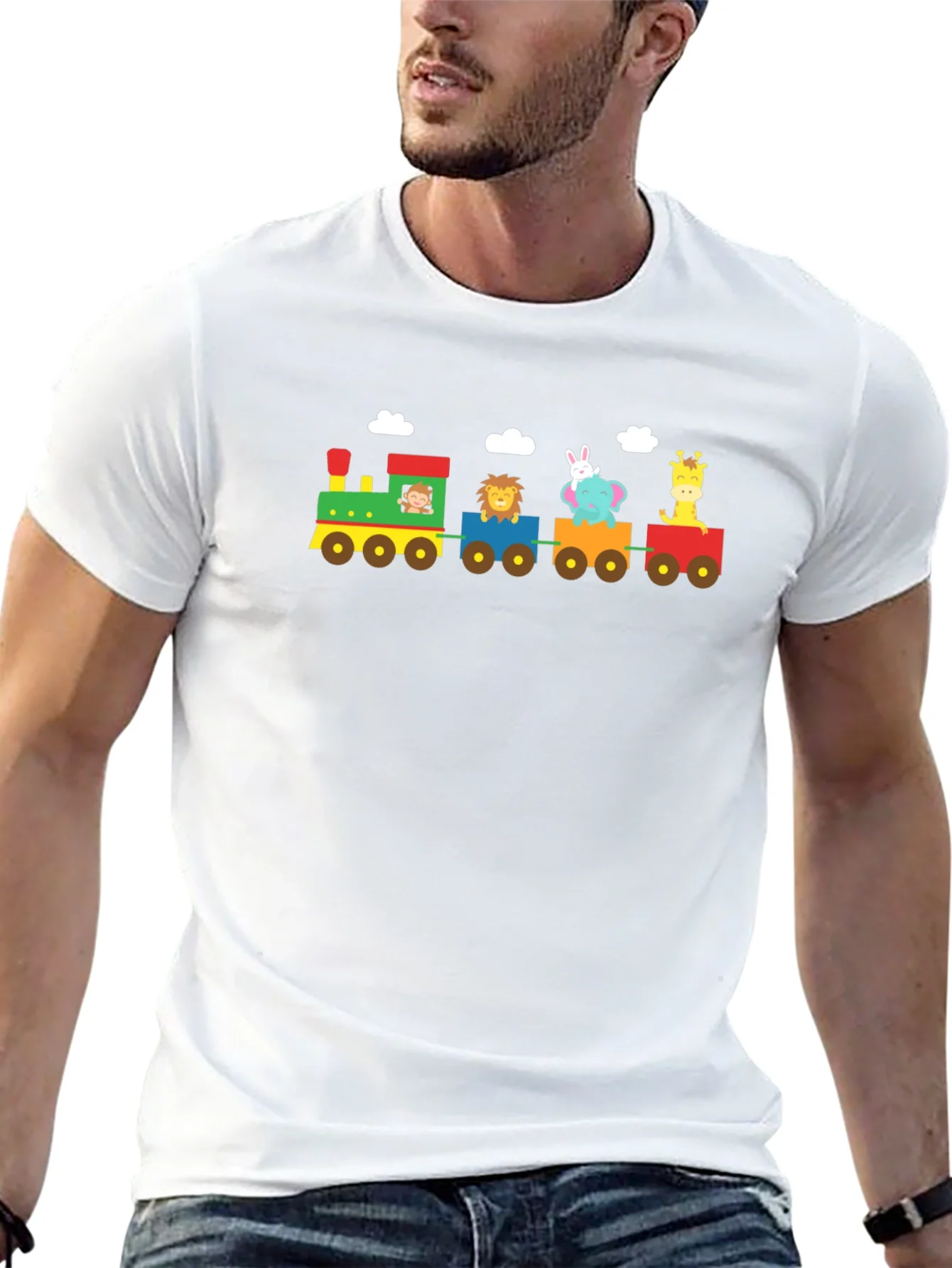 Rebbecca Animal Train Graphic Tee - Whimsical Black T-Shirt