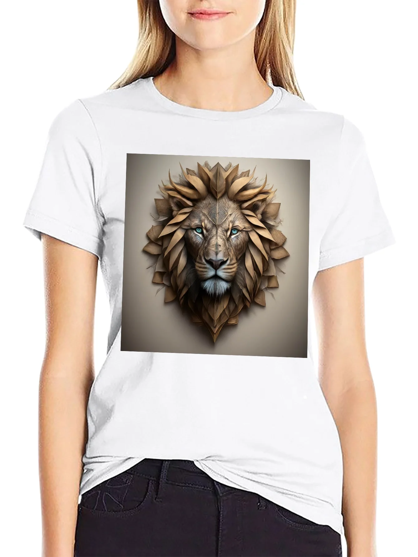 Rebbecca Lion Head Graphic Tee - Black Cotton Blend