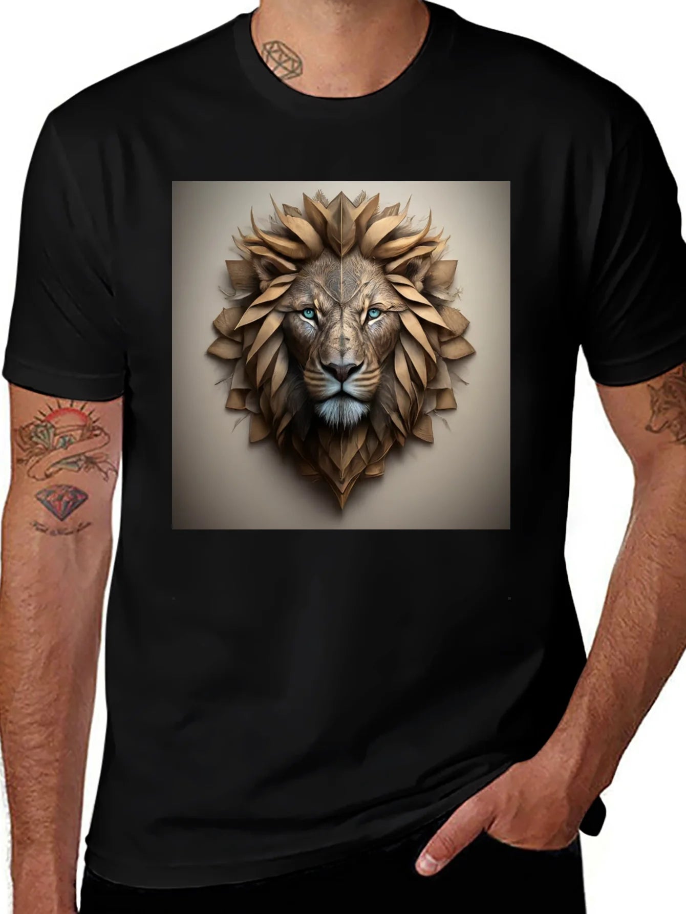 Rebbecca Lion Head Graphic Tee - Black Cotton Blend