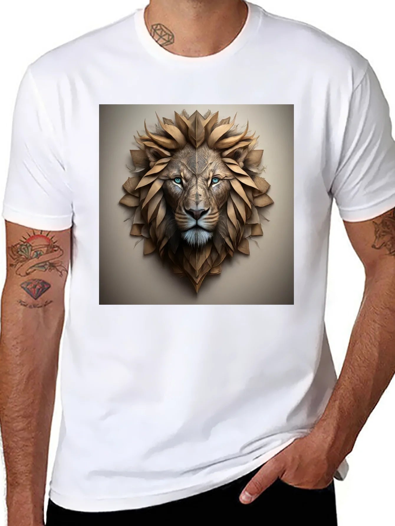 Rebbecca Lion Head Graphic Tee - Black Cotton Blend