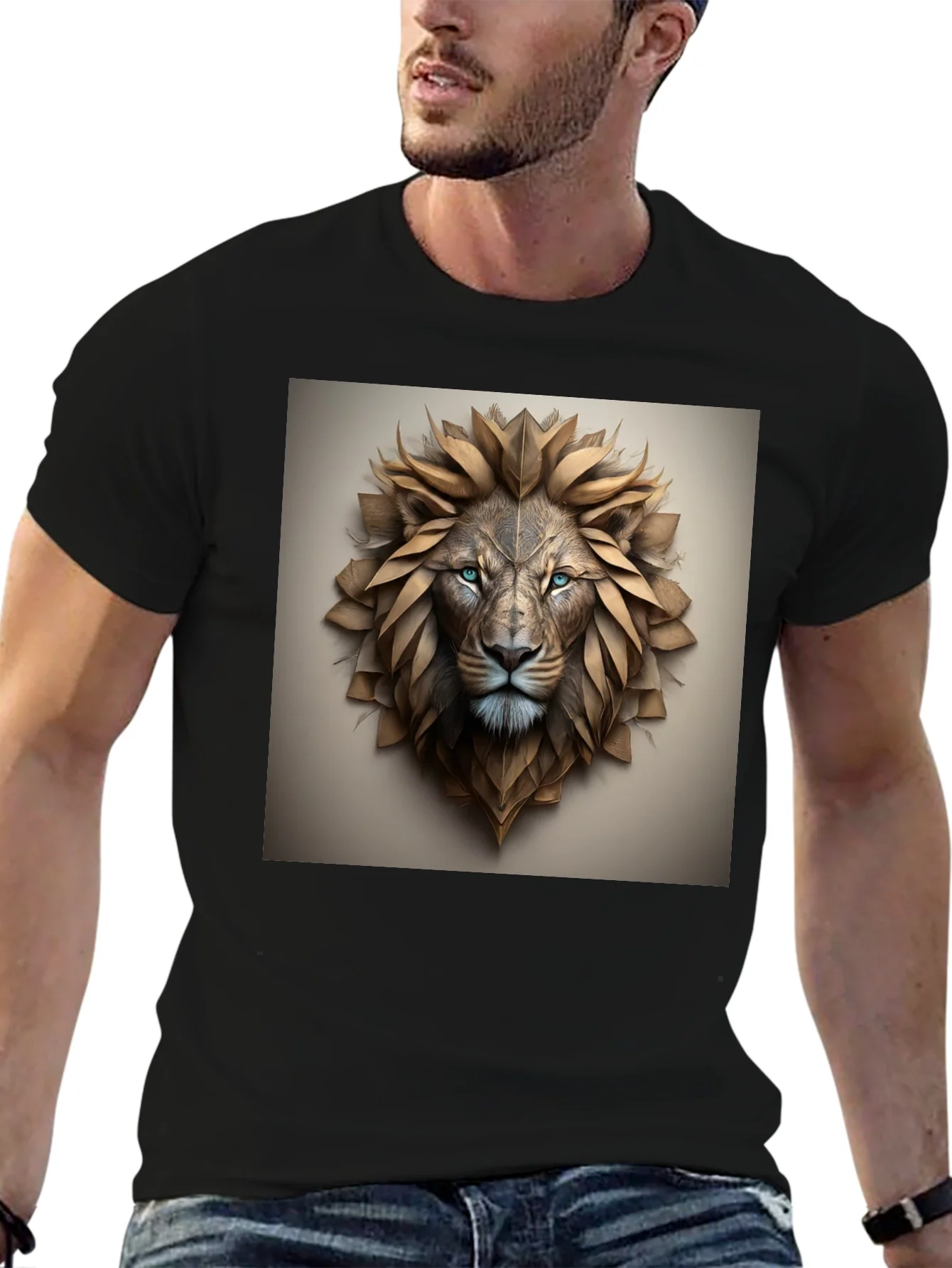 Rebbecca Lion Head Graphic Tee - Black Cotton Blend