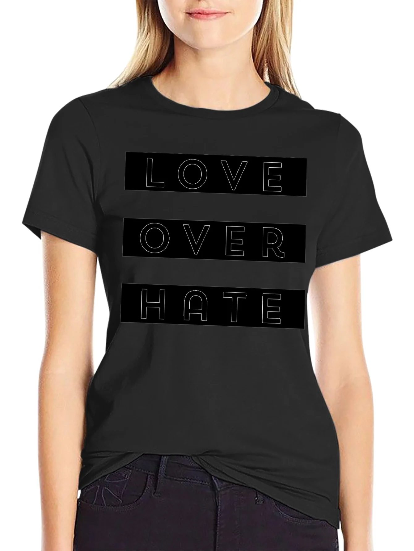 Camiseta Negra Amor Sobre Odio para Hombre
