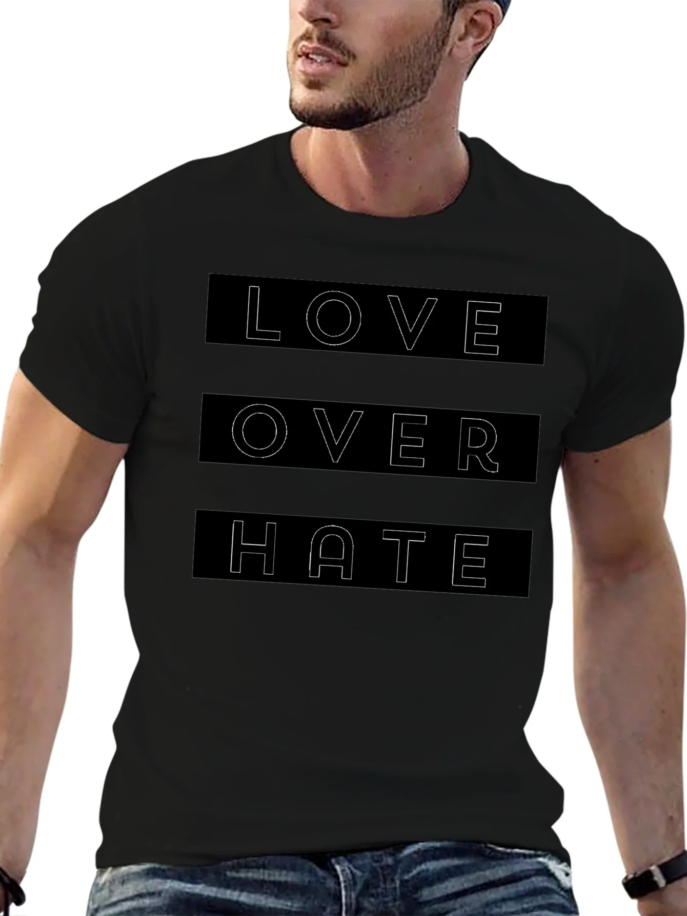 Camiseta Negra Amor Sobre Odio para Hombre