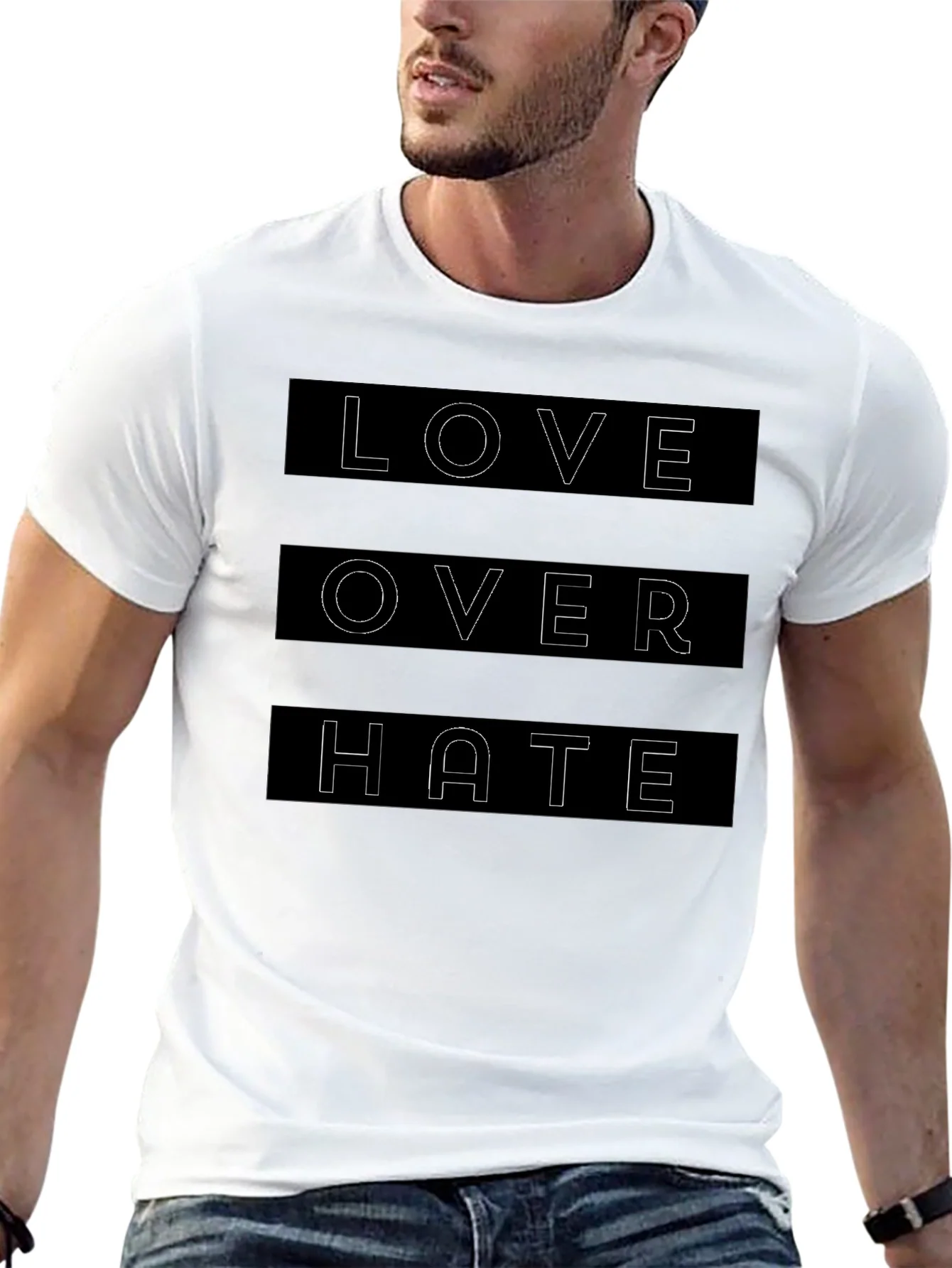 Camiseta Negra Amor Sobre Odio para Hombre