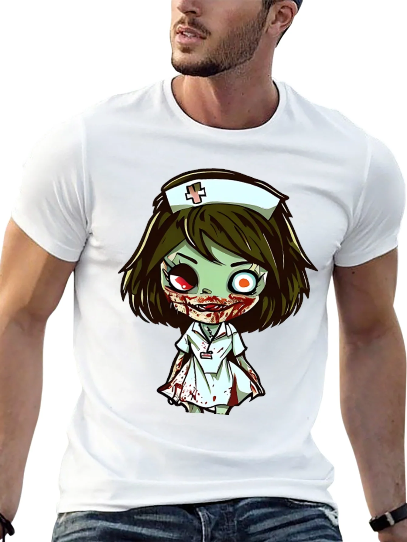 Rebbecca Zombie Nurse Cartoon Graphic T-Shirt