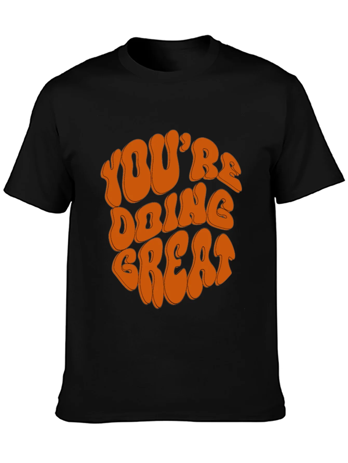 Camiseta Negra con Dise?o Motivacional Naranja