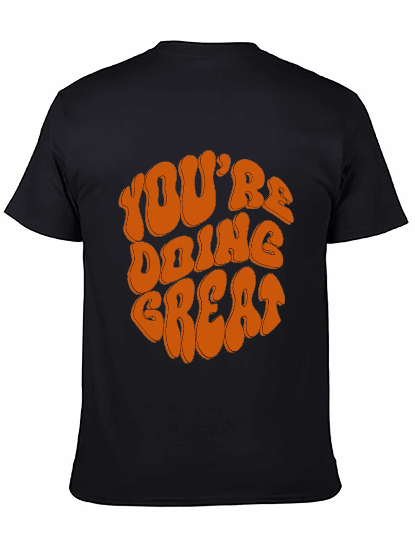 Camiseta Negra con Dise?o Motivacional Naranja