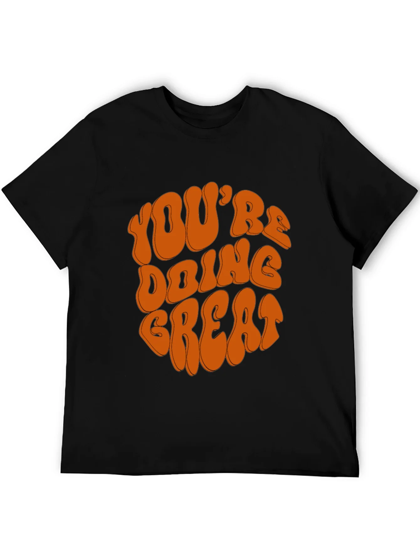 Camiseta Negra con Dise?o Motivacional Naranja