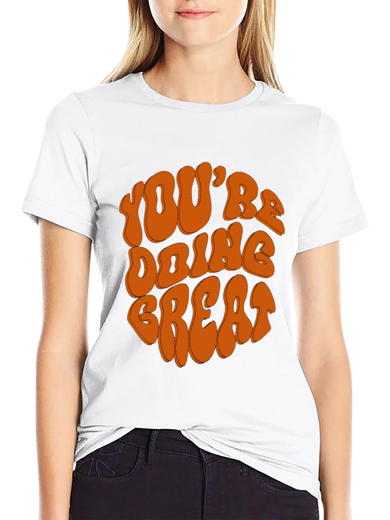 Camiseta Negra con Dise?o Motivacional Naranja