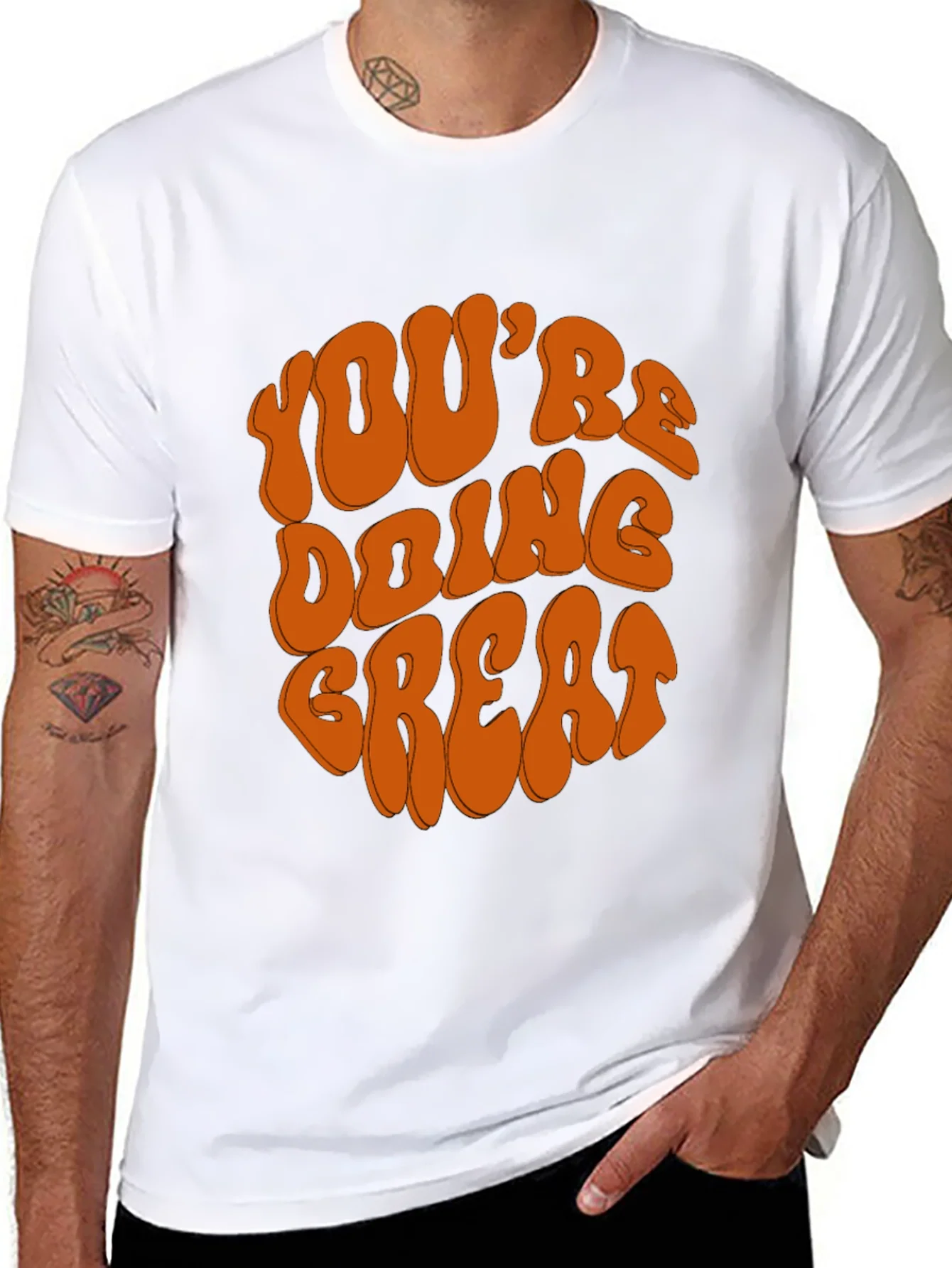 Camiseta Negra con Dise?o Motivacional Naranja