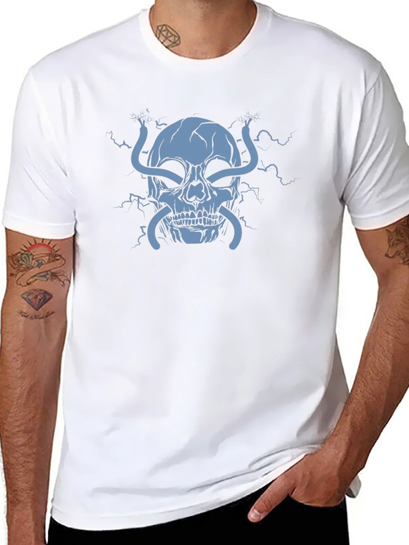 Rebbecca Electric Skull Graphic T-Shirt - Bold Statement Tee