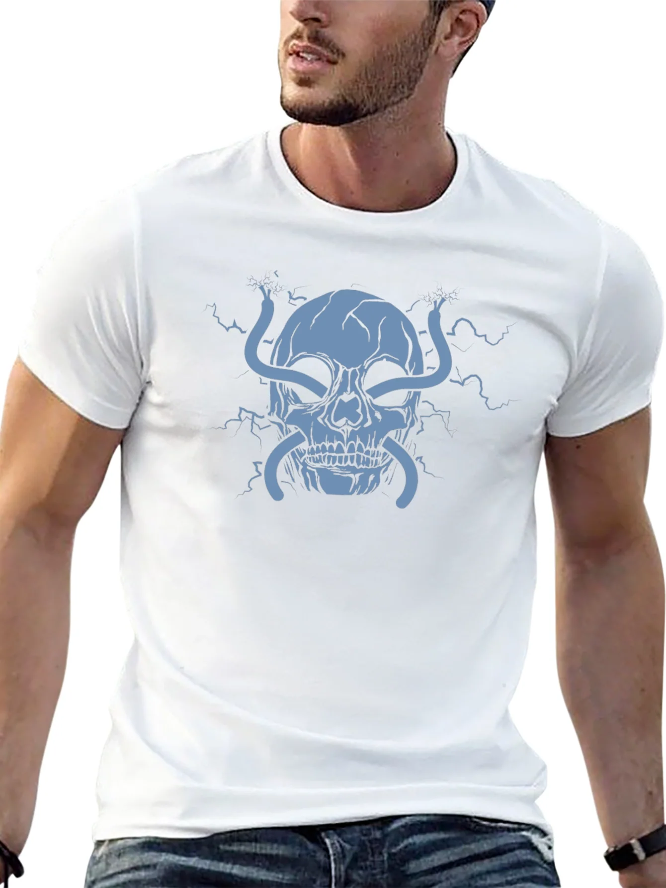 Rebbecca Electric Skull Graphic T-Shirt - Bold Statement Tee