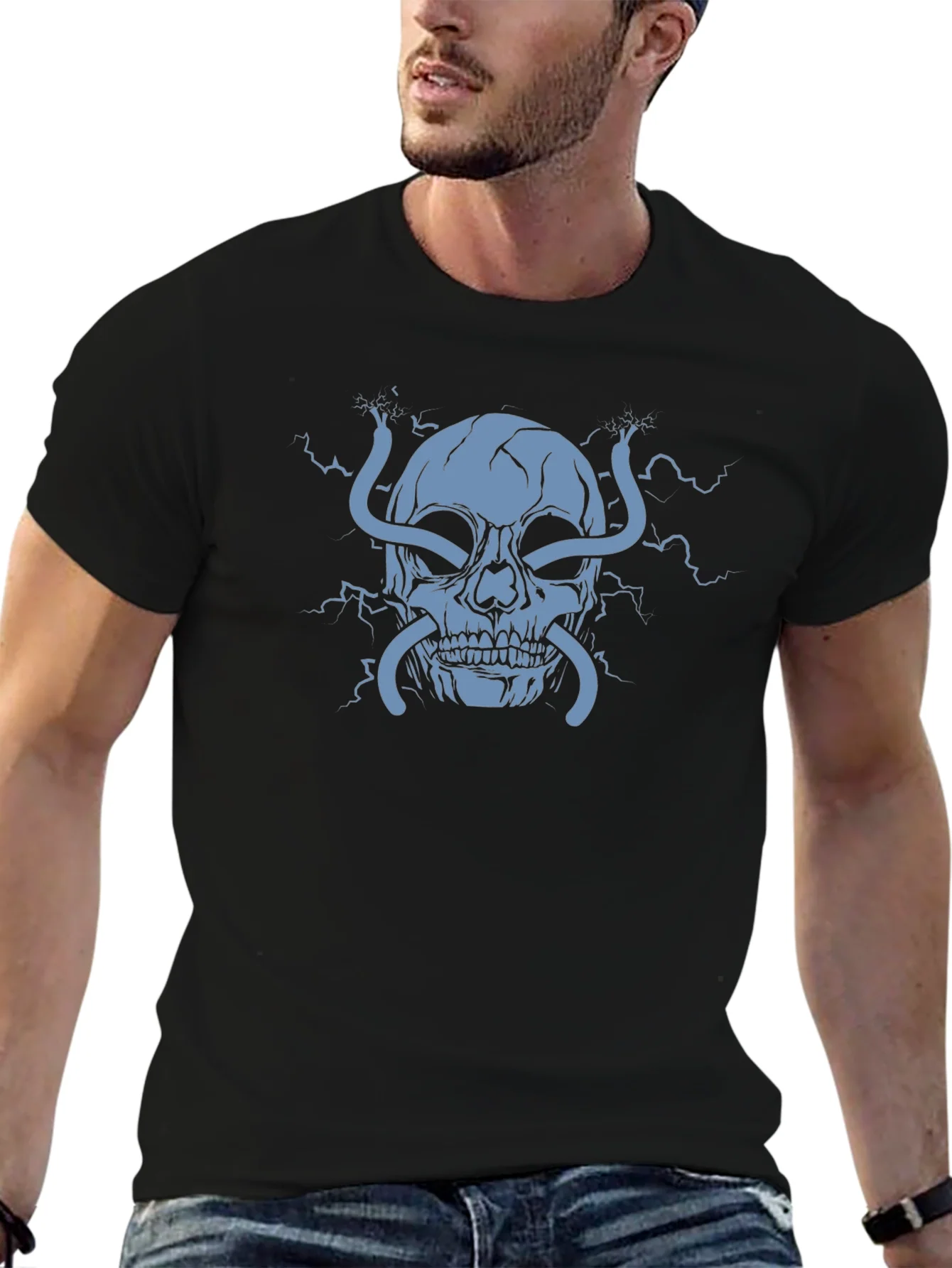 Rebbecca Electric Skull Graphic T-Shirt - Bold Statement Tee