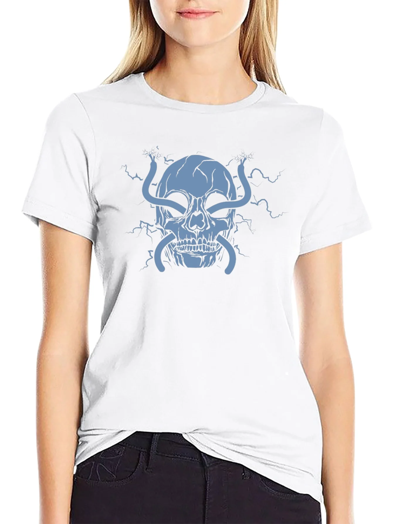 Rebbecca Electric Skull Graphic T-Shirt - Bold Statement Tee