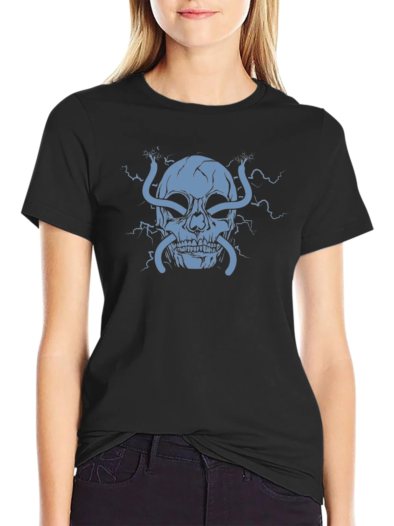 Rebbecca Electric Skull Graphic T-Shirt - Bold Statement Tee