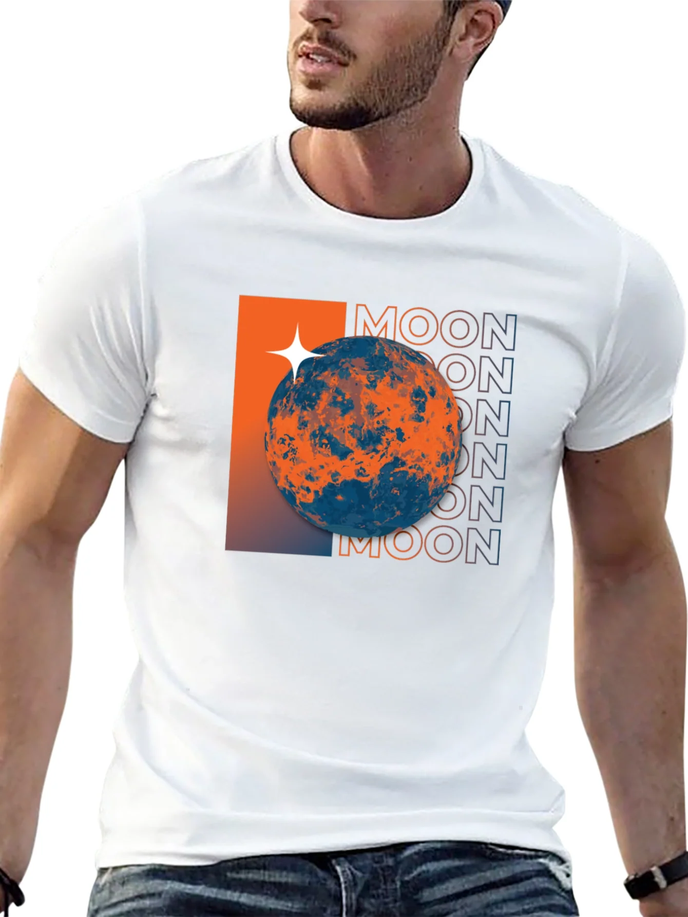 Camiseta Negra Dise?o Espacial Moon