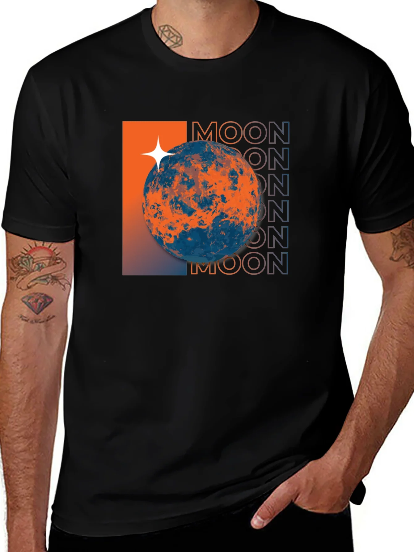 Camiseta Negra Dise?o Espacial Moon