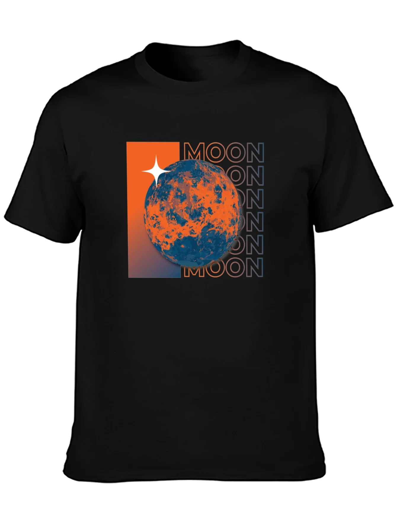 Camiseta Negra Dise?o Espacial Moon