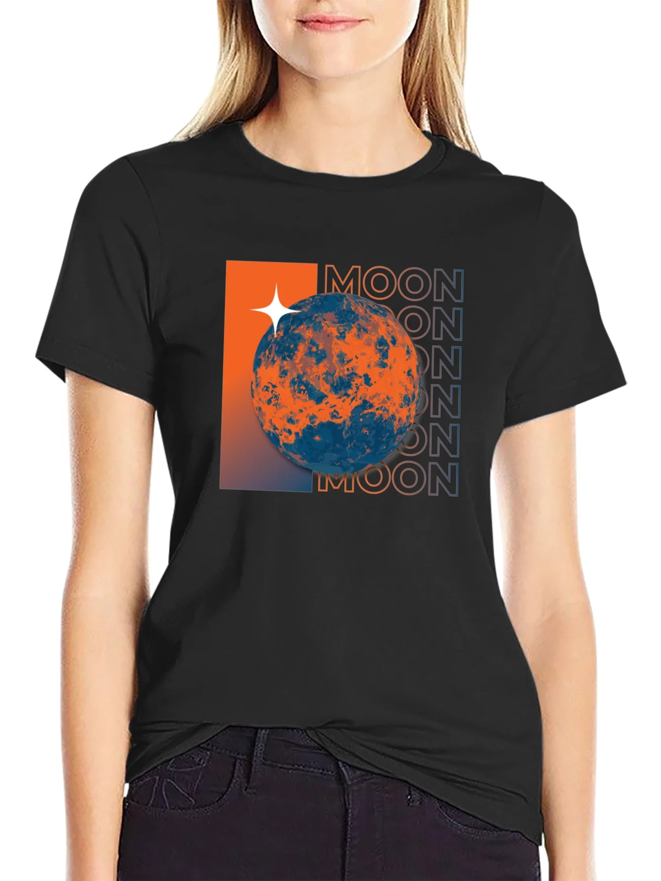 Camiseta Negra Dise?o Espacial Moon