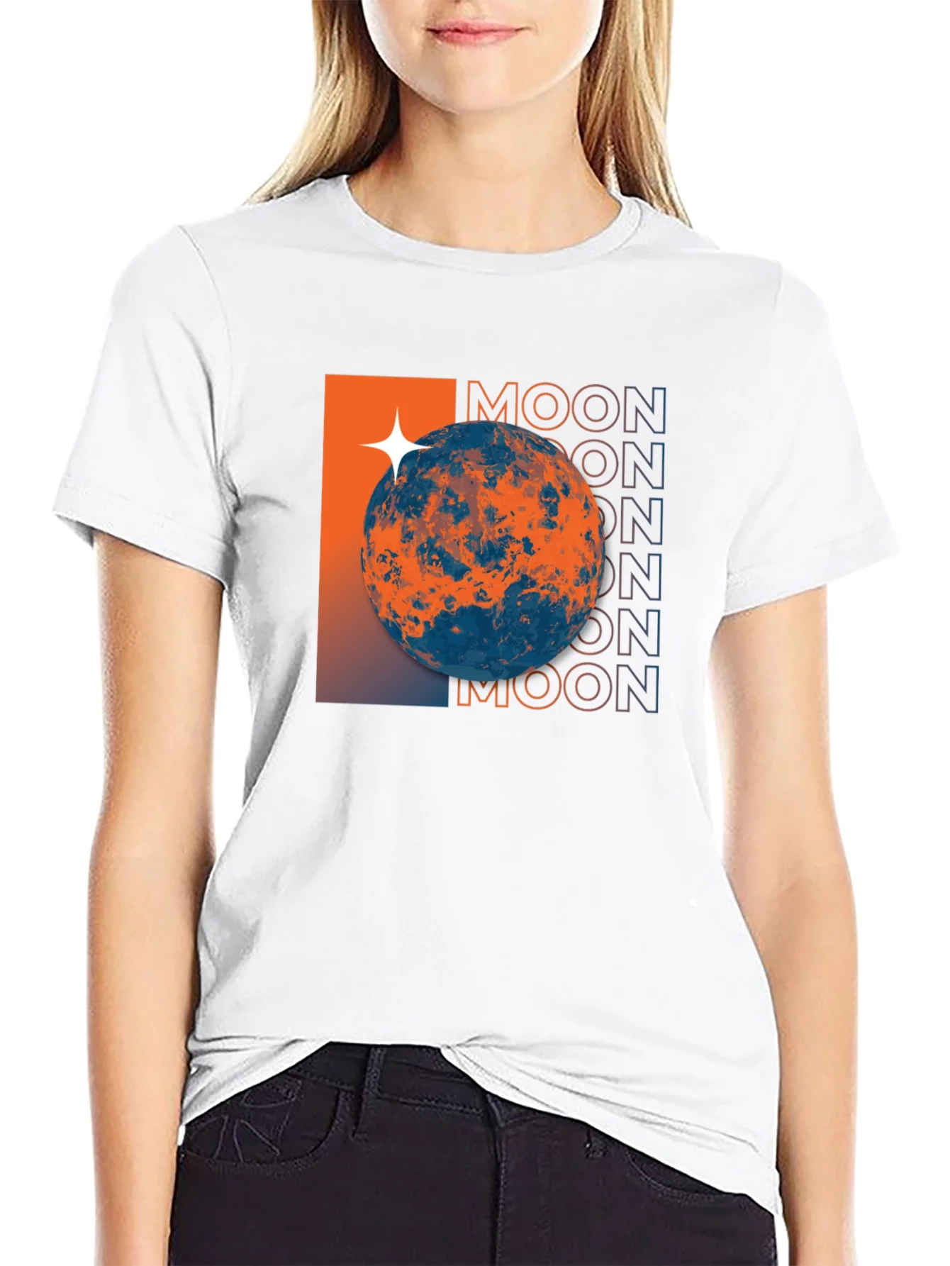 Camiseta Negra Dise?o Espacial Moon
