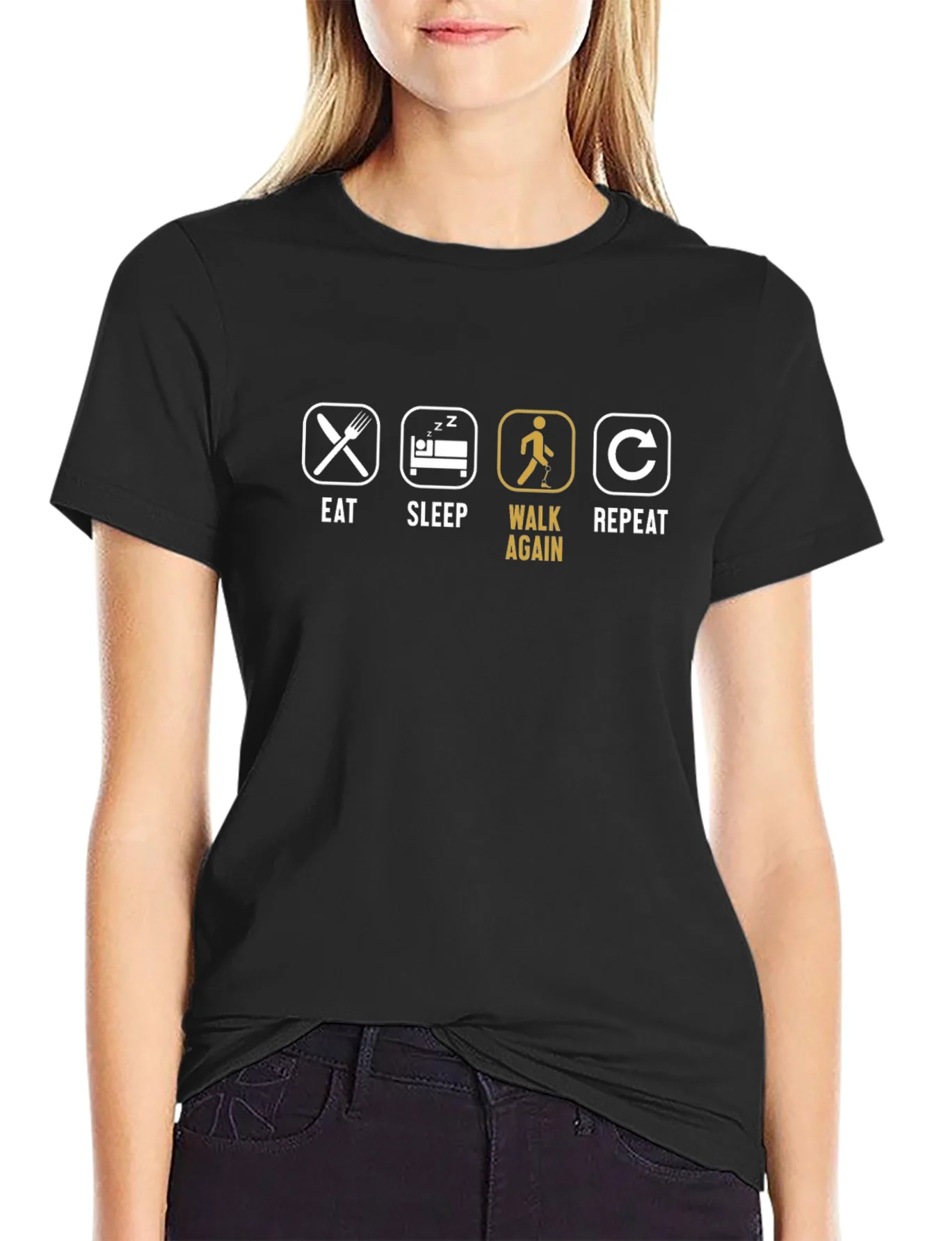 Rebbecca Eat Sleep Walk Again Repeat Graphic T-Shirt