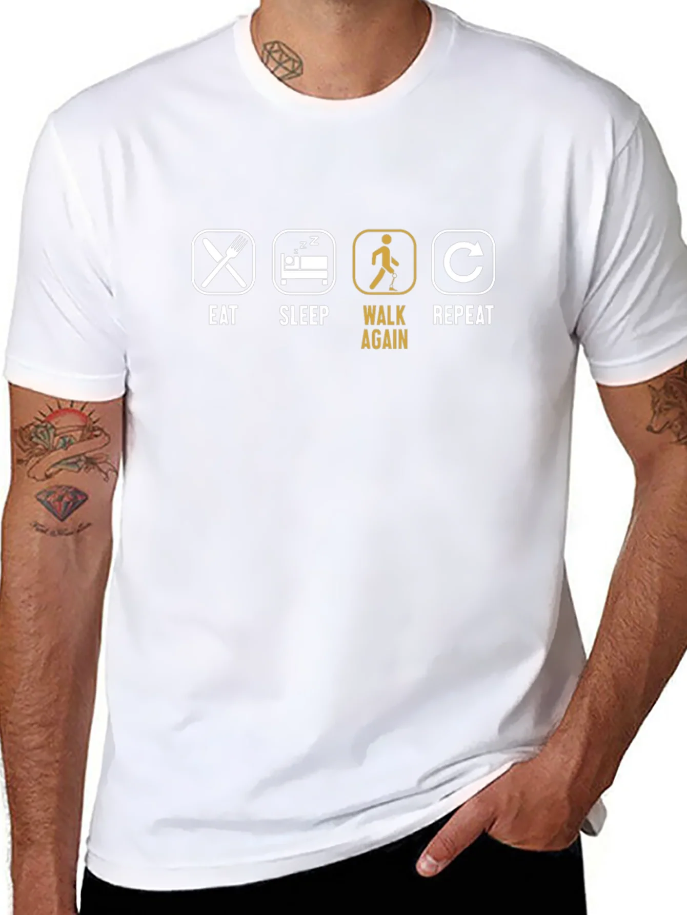 Rebbecca Eat Sleep Walk Again Repeat Graphic T-Shirt