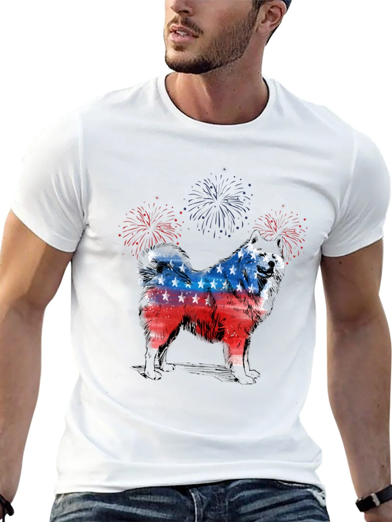 Rebbecca Patriotic Dog T-Shirt - USA Flag Design