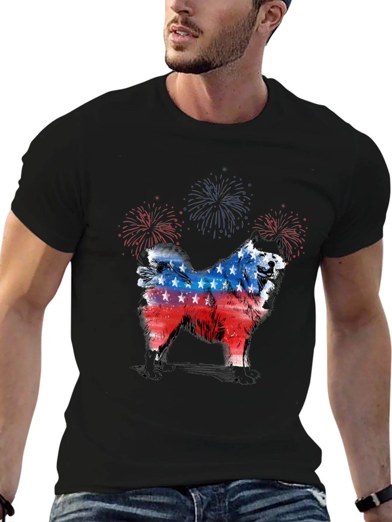 Rebbecca Patriotic Dog T-Shirt - USA Flag Design