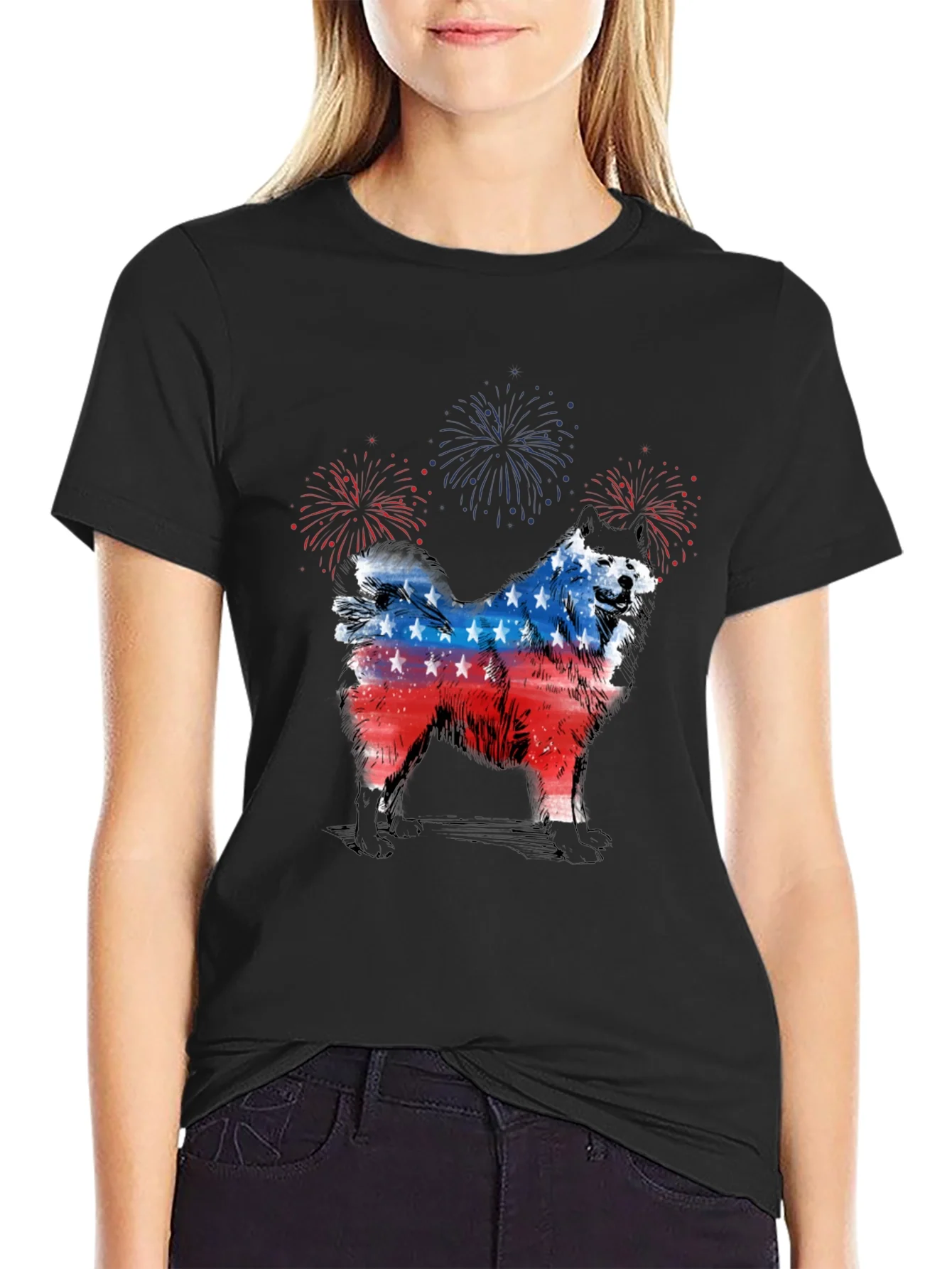 Rebbecca Patriotic Dog T-Shirt - USA Flag Design