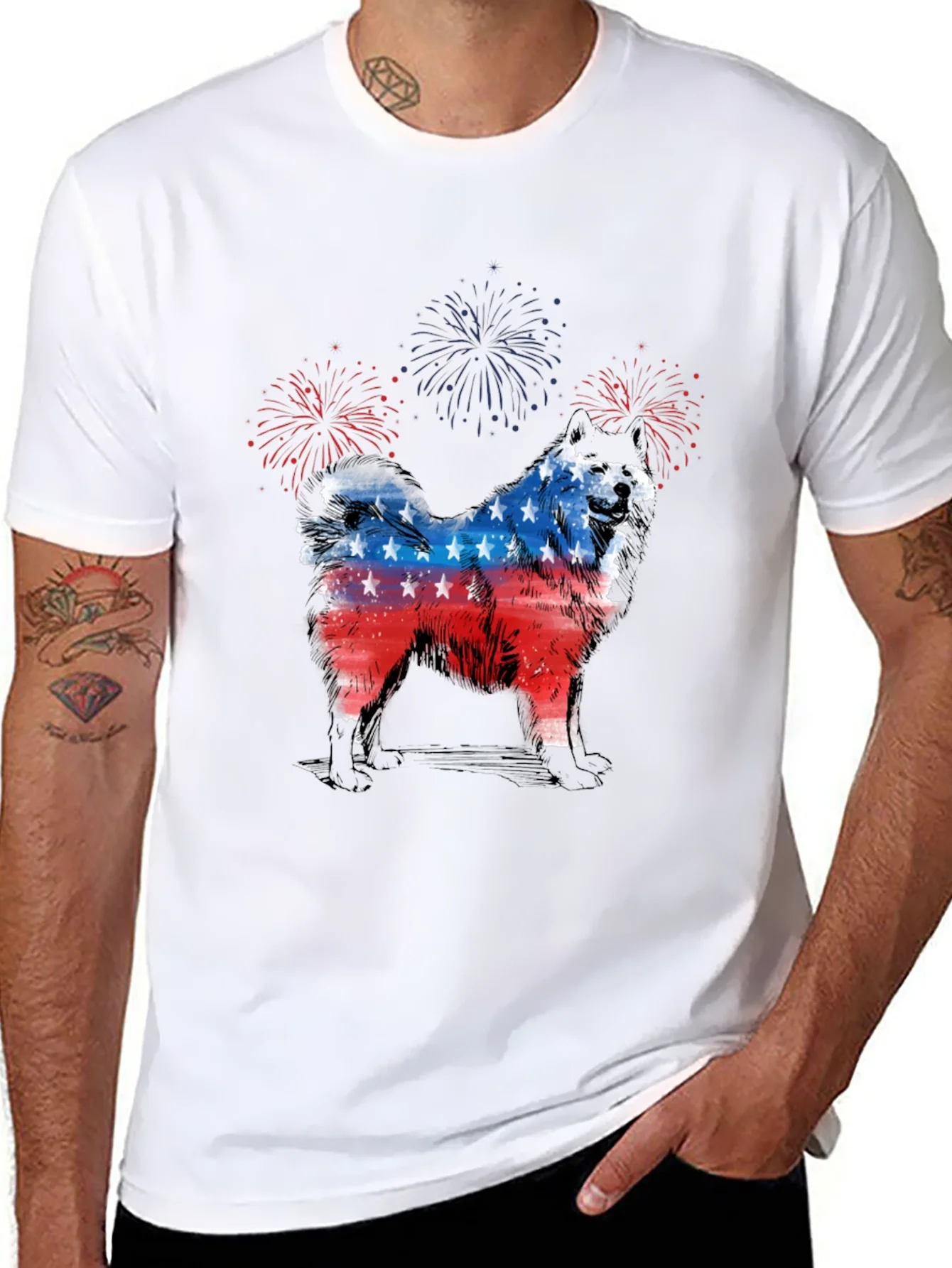 Rebbecca Patriotic Dog T-Shirt - USA Flag Design
