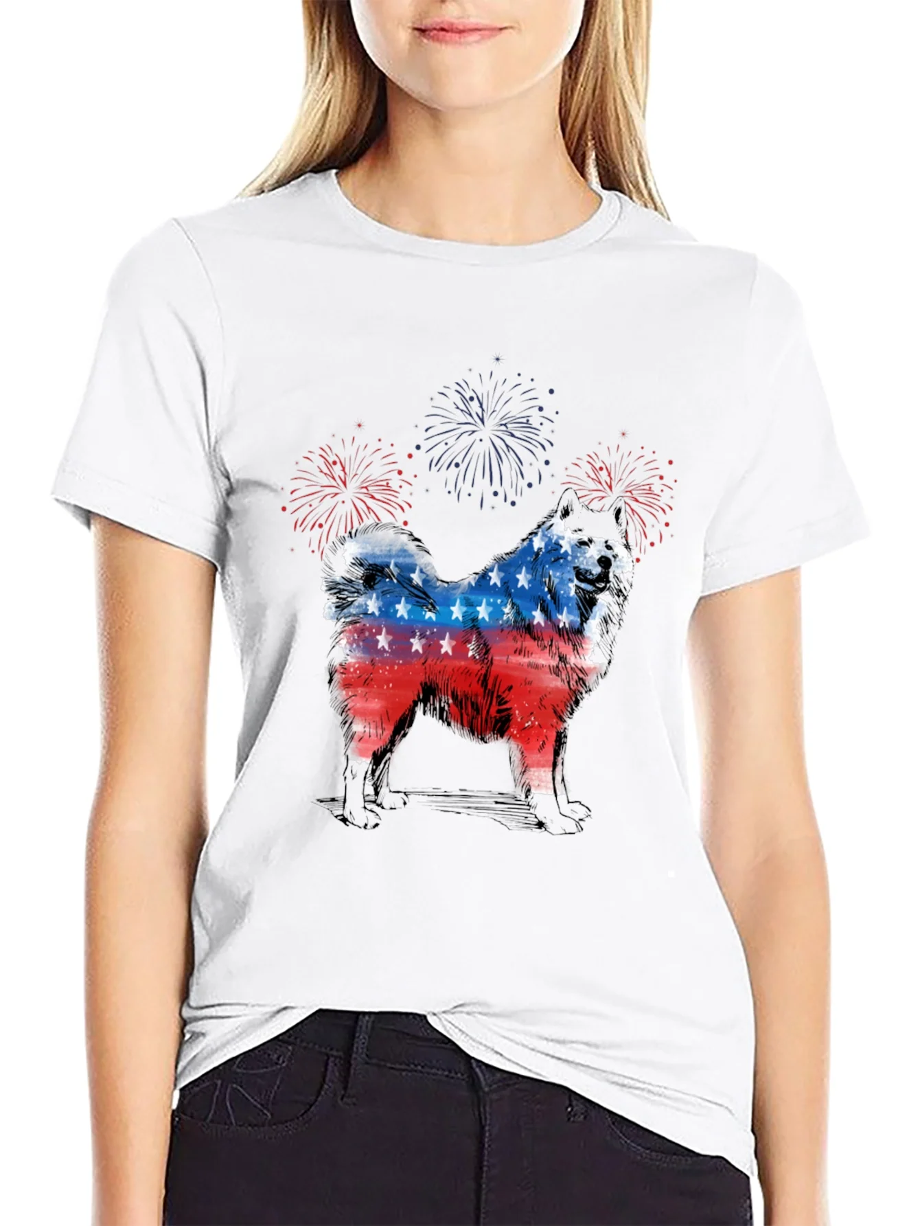 Rebbecca Patriotic Dog T-Shirt - USA Flag Design