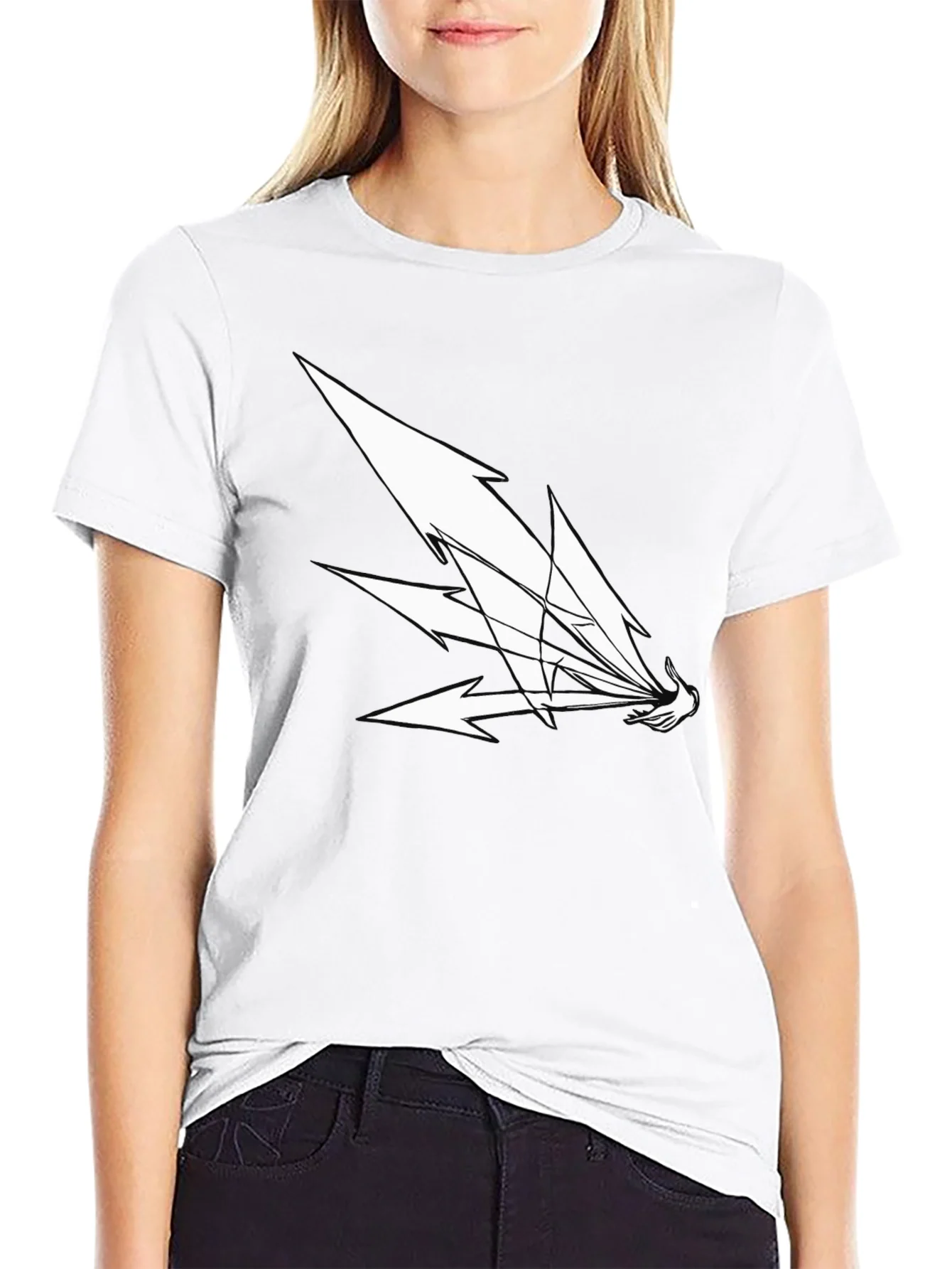 Camiseta Negra Hombre Dise?o Abstracto Blanco