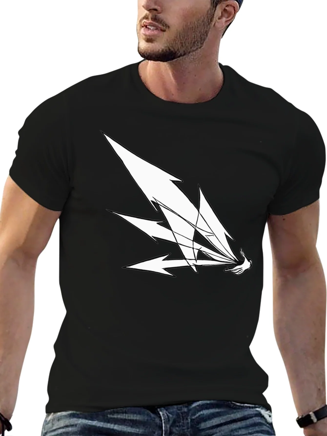 Camiseta Negra Hombre Dise?o Abstracto Blanco