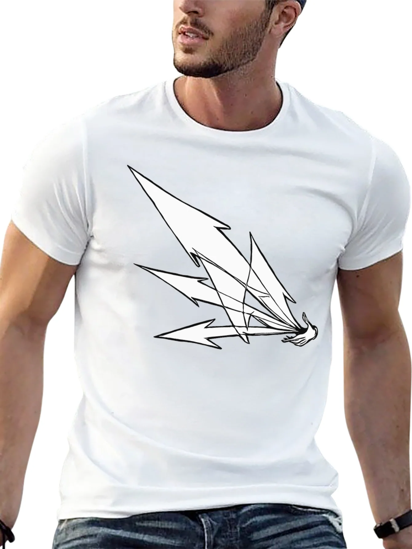 Camiseta Negra Hombre Dise?o Abstracto Blanco