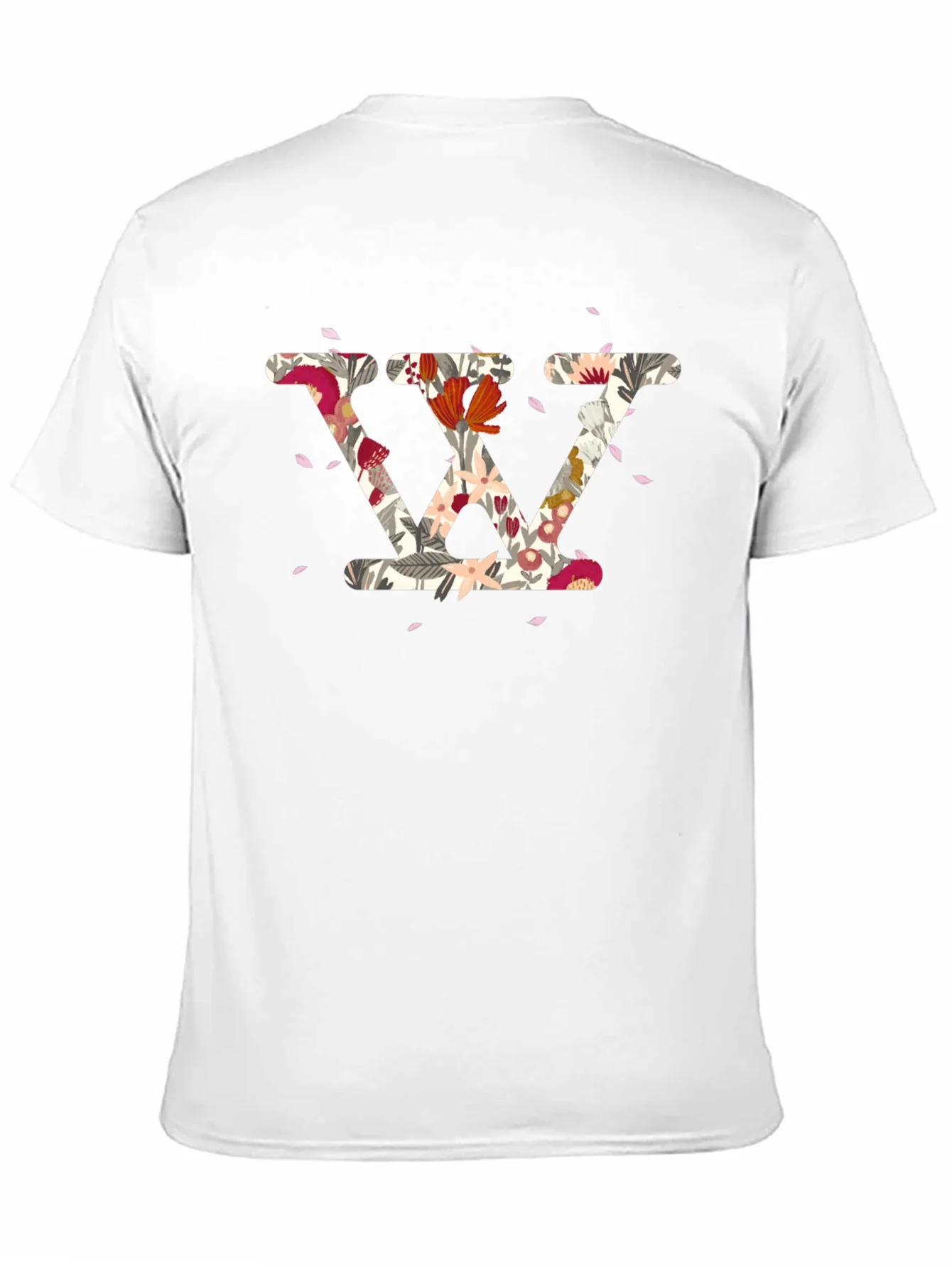 Camiseta Negra con Dise?o Floral Letra W