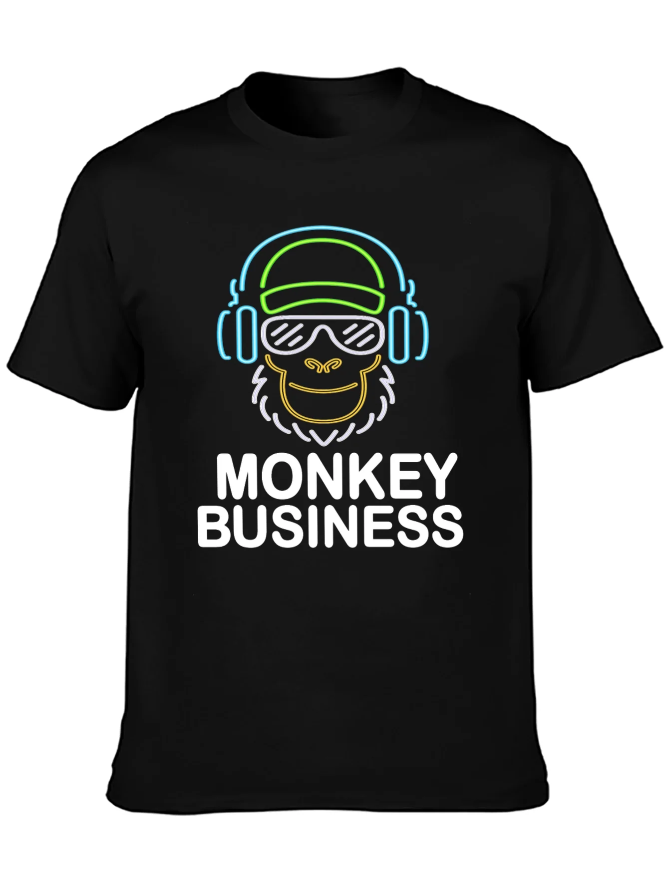 Camiseta Negra Hombre Dise?o Neon Monkey Business