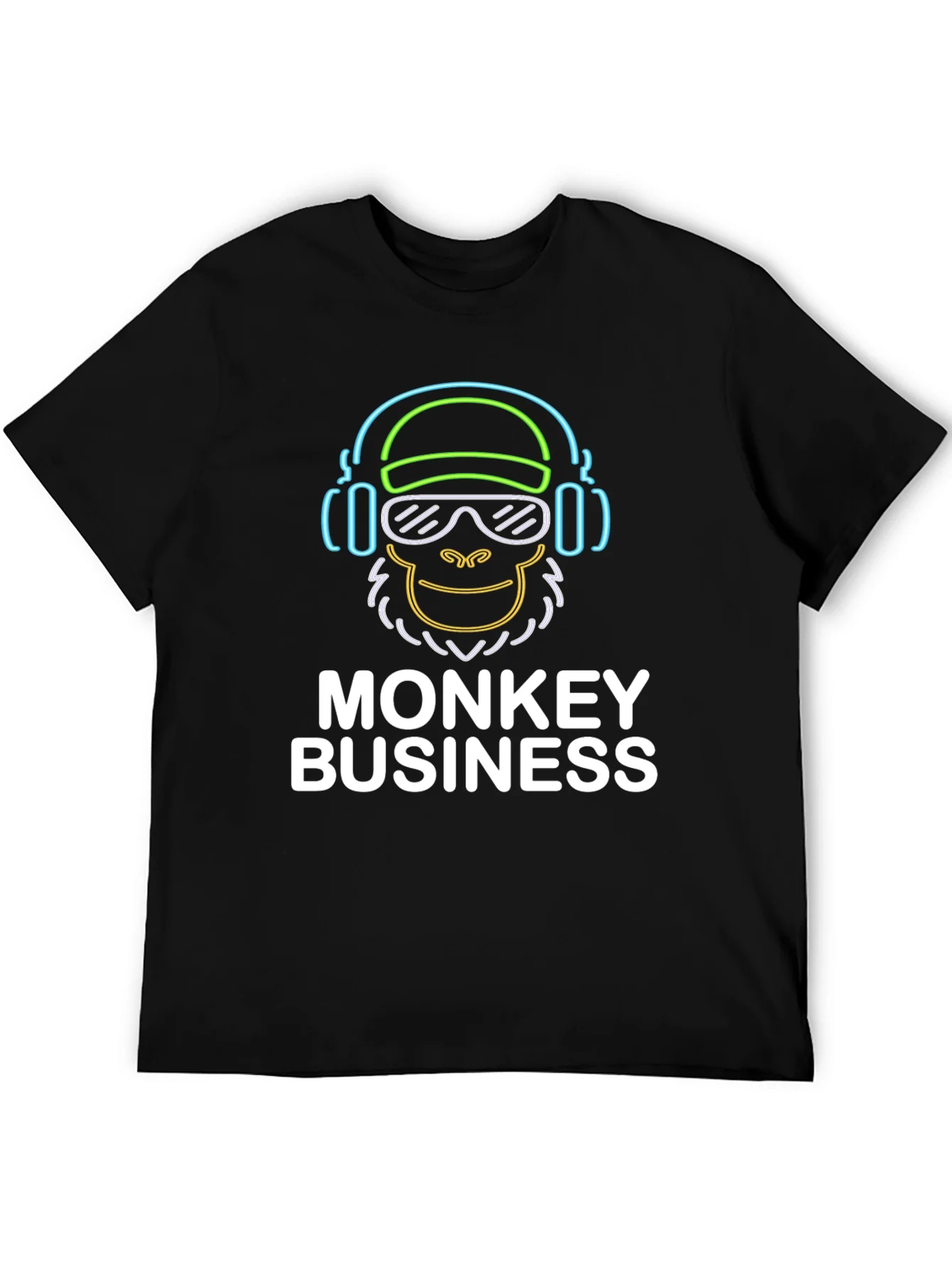Camiseta Negra Hombre Dise?o Neon Monkey Business