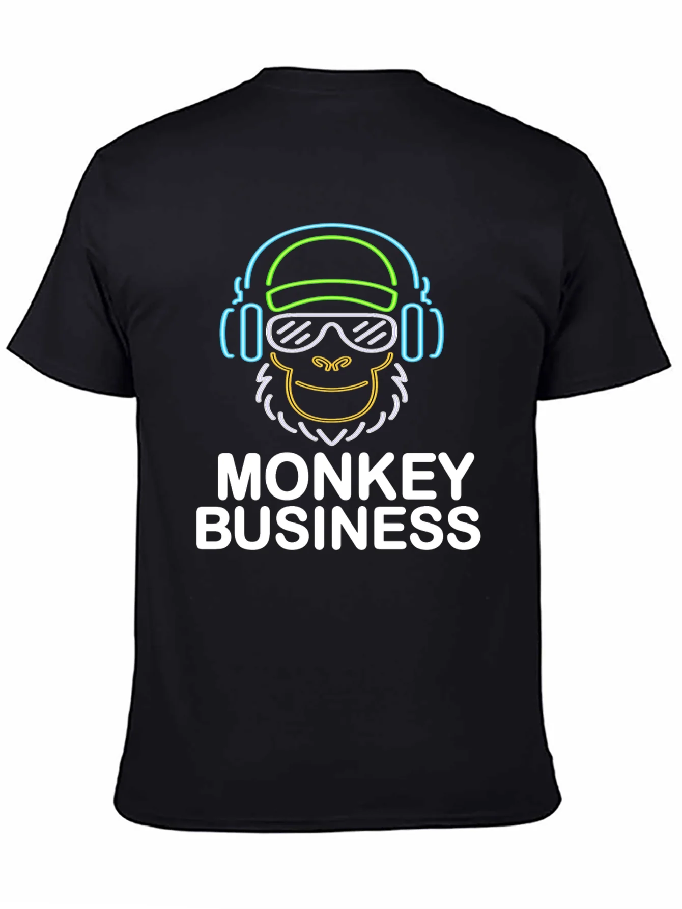 Camiseta Negra Hombre Dise?o Neon Monkey Business