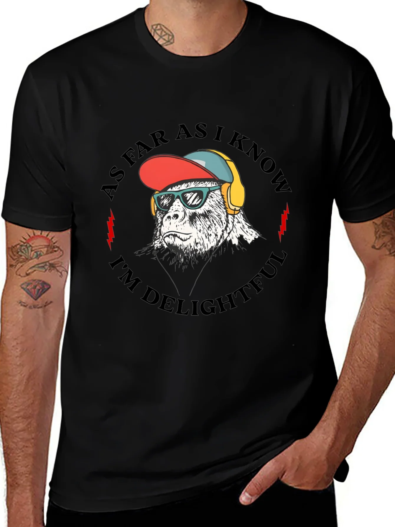 Camiseta Negra con Dise?o de Mono Divertido