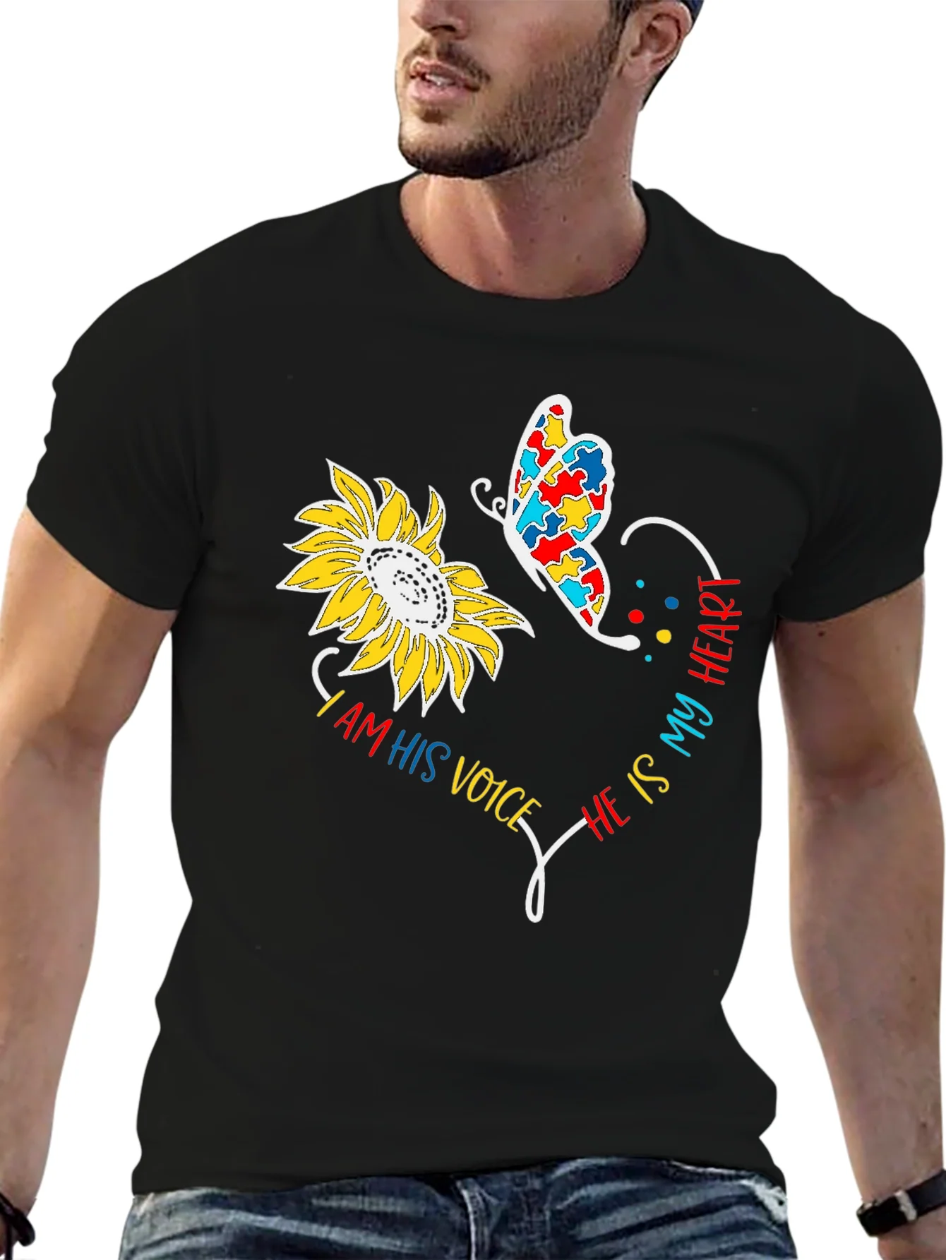 Rebbecca Autism Awareness Sunflower T-Shirt