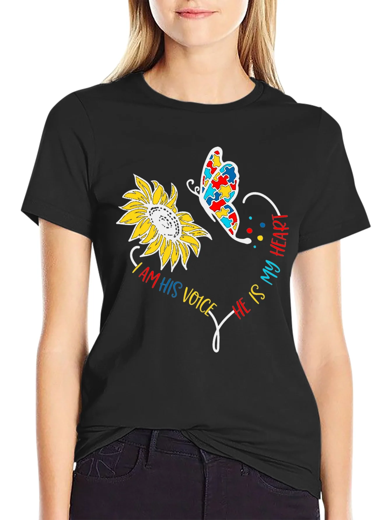 Rebbecca Autism Awareness Sunflower T-Shirt
