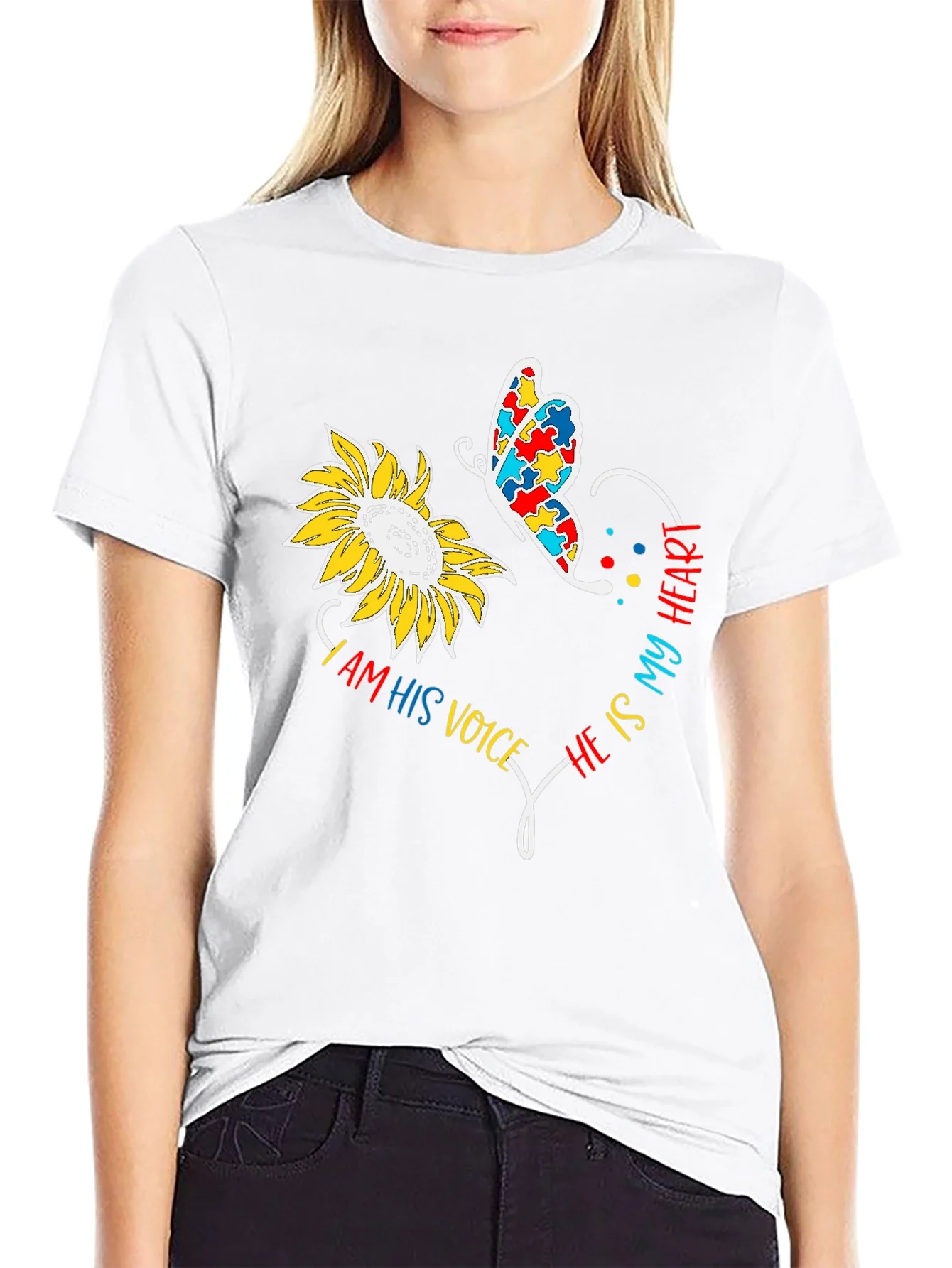Rebbecca Autism Awareness Sunflower T-Shirt